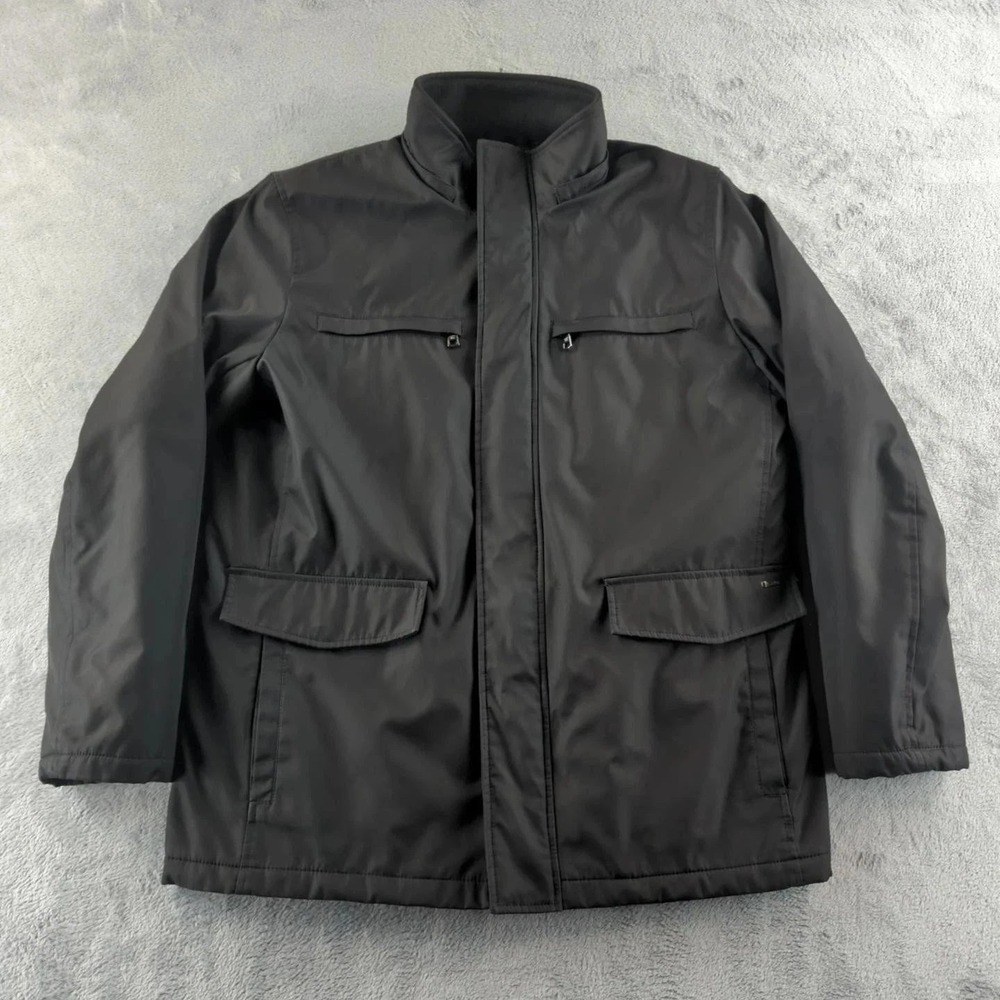 Calvin Klein Jacket Mens Fits Large Black Full Zip Quilted Lined Coat Outdoor